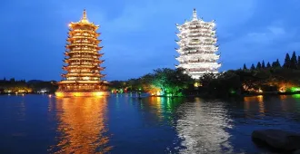 China Guilin Nanning Liuzhou Yangshuo Sun and Moon Twin Pagodas - ทัวร์จีน กุ้ยหลิน หนานหนิง หลิวโจว หยางซั่ว เที่ยวชม ความสวยงามของ เจดีย์เงิน เจดีย์ทอง ที่ใหญ่ที่สุดในโลก